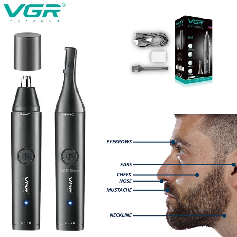Nose Hair Trimmer - VGR Waschbarer Nasenhaarschneider, Bart-Gesichtshaarschneider, Augenbrauen, elektrischer