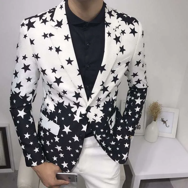 Men'S Grooming Club - Sternenmuster Slim Fit Blazer 2026 Neu