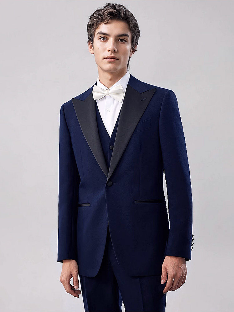 Young Men'S Grooming - Herrenanzüge-Set, modisch, luxuriös, tiefblau, formelle Hochzeit,