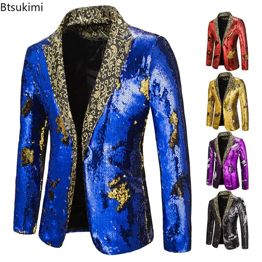 Men'S Grooming Club - Neue Herrenmode Blazer Shiny Pailletten Schal